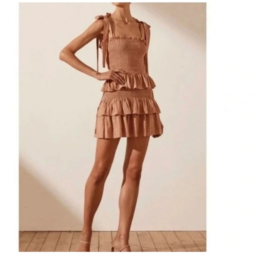 House of Harlow 1960 Corinne Smocked Ruffle Dress size L